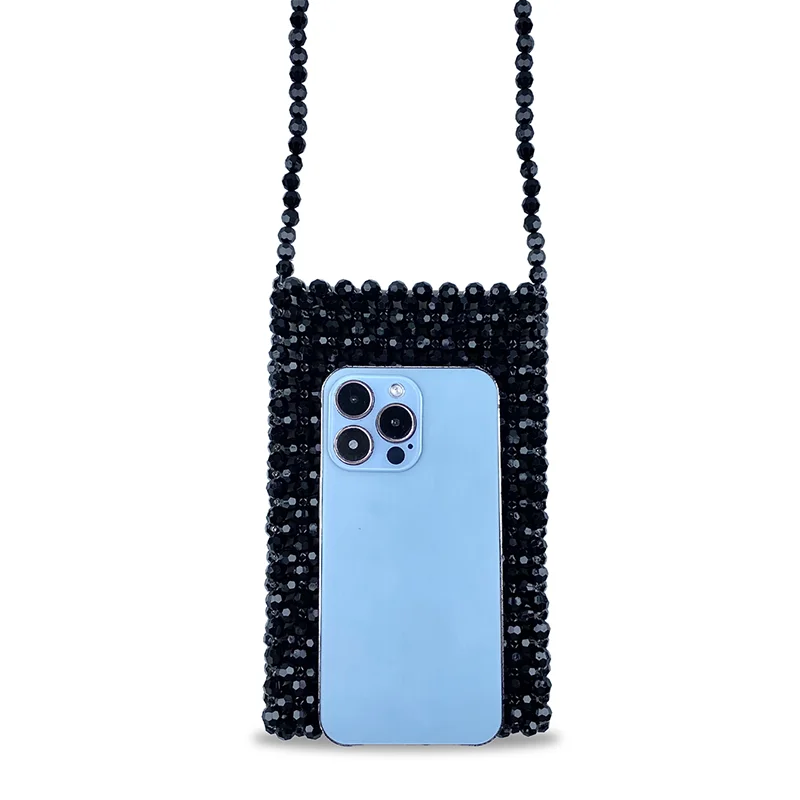 Advanced sense Instagram style acrylic phone bag, hand woven string mini bag, diagonal cross bag, single shoulder bag
