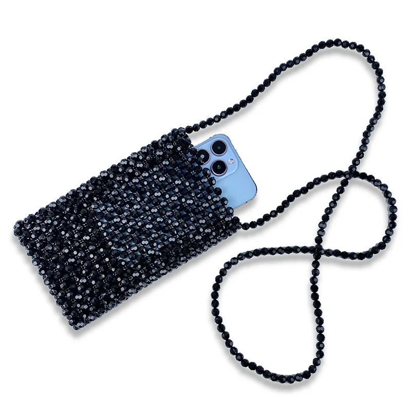 Advanced sense Instagram style acrylic phone bag, hand woven string mini bag, diagonal cross bag, single shoulder bag