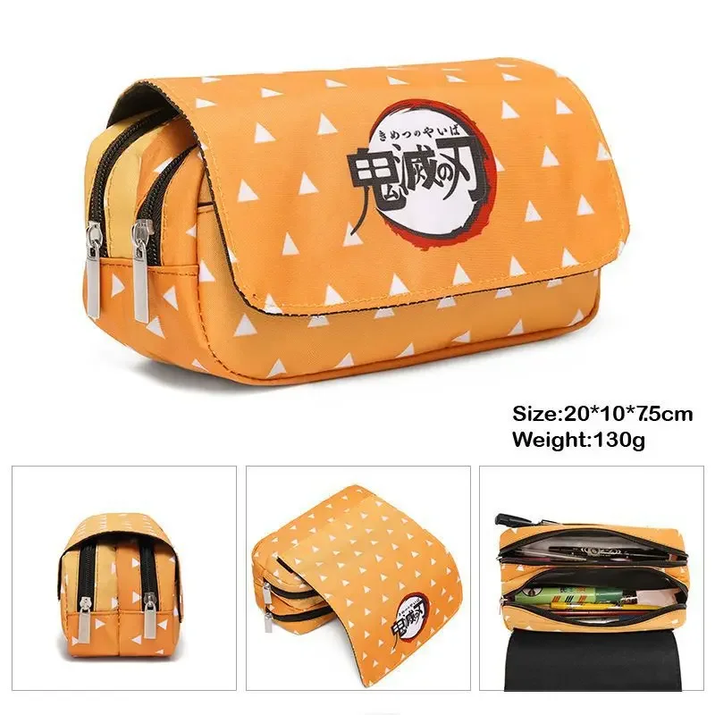 Anime Pen Bag Student Storage Bag Tanjirou Nezuko Zenitsu Giyuu Cartoon Pen Box Boys Girls Pencil Case Stationery