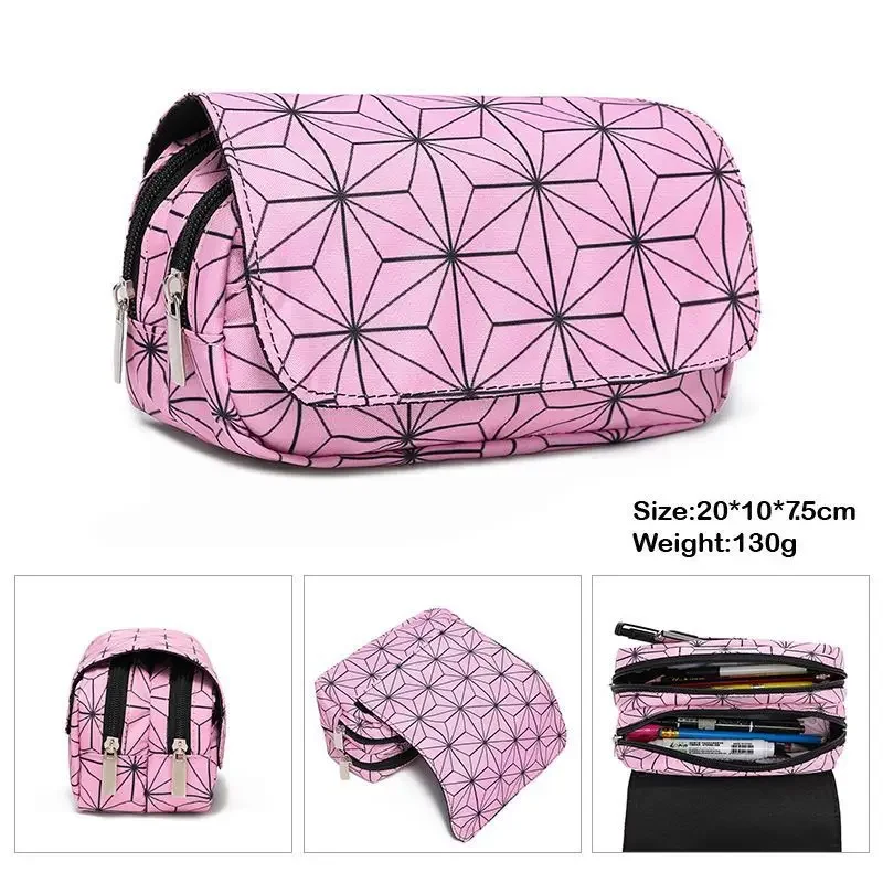 Anime Pen Bag Student Storage Bag Tanjirou Nezuko Zenitsu Giyuu Cartoon Pen Box Boys Girls Pencil Case Stationery