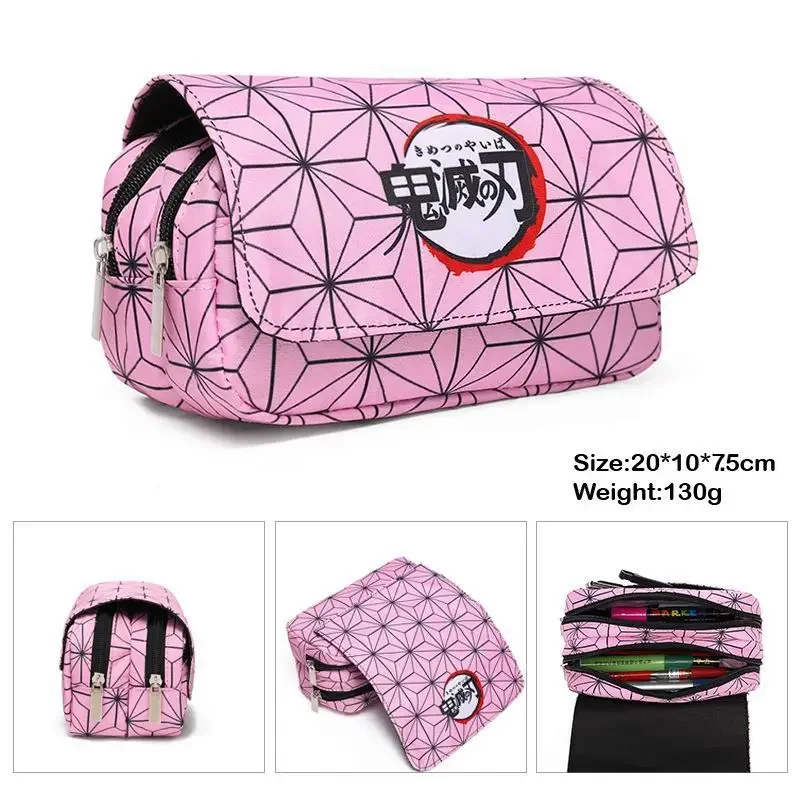 Anime Pen Bag Student Storage Bag Tanjirou Nezuko Zenitsu Giyuu Cartoon Pen Box Boys Girls Pencil Case Stationery