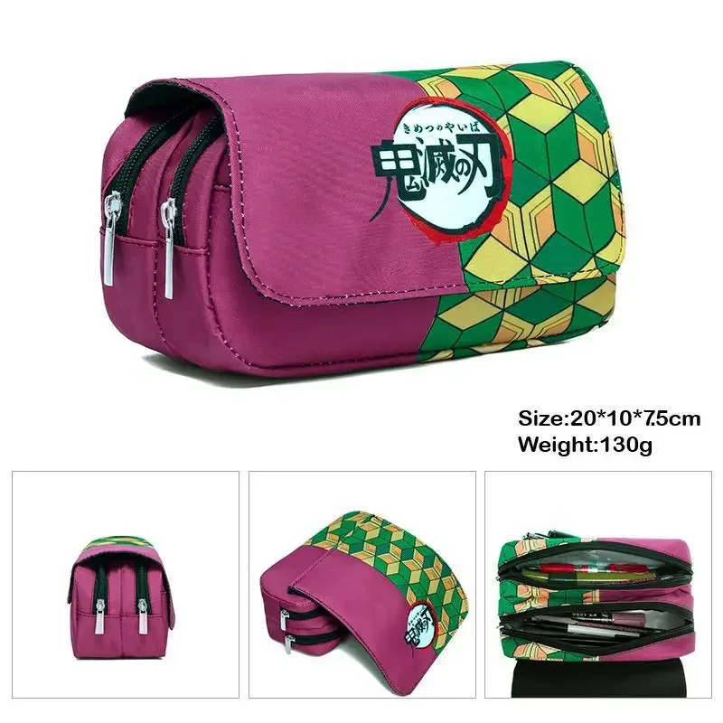 Anime Pen Bag Student Storage Bag Tanjirou Nezuko Zenitsu Giyuu Cartoon Pen Box Boys Girls Pencil Case Stationery