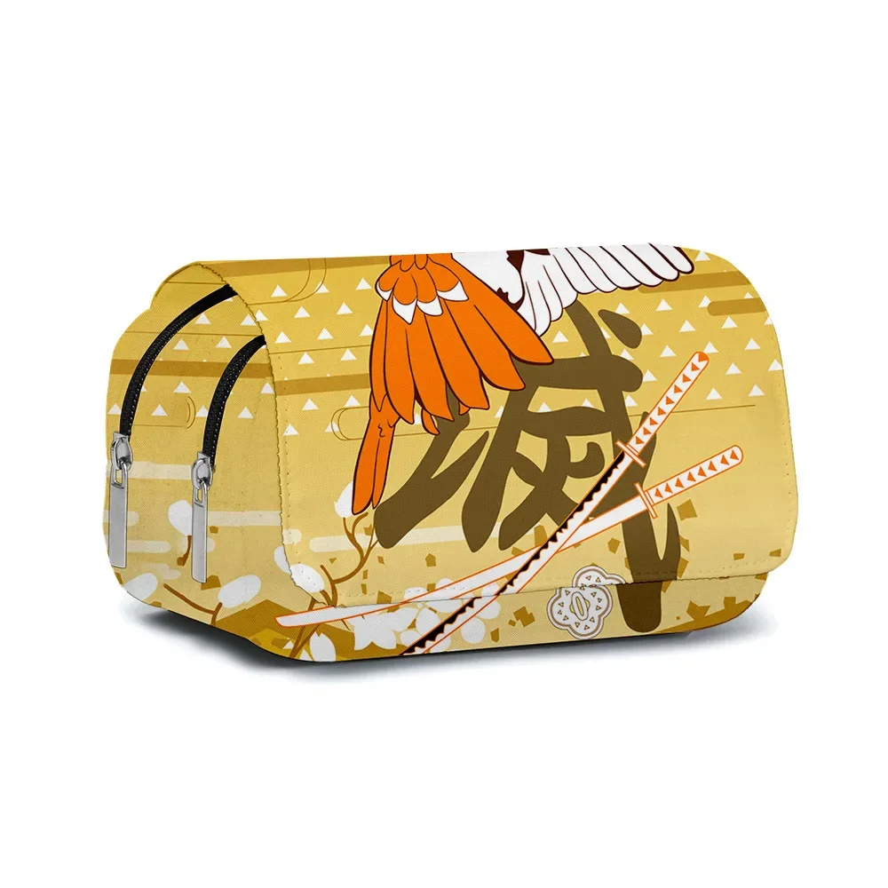Anime Pen Bag Student Storage Bag Tanjirou Nezuko Zenitsu Giyuu Cartoon Pen Box Boys Girls Pencil Case Stationery