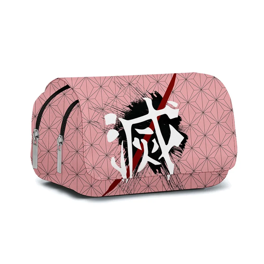 Anime Pen Bag Student Storage Bag Tanjirou Nezuko Zenitsu Giyuu Cartoon Pen Box Boys Girls Pencil Case Stationery