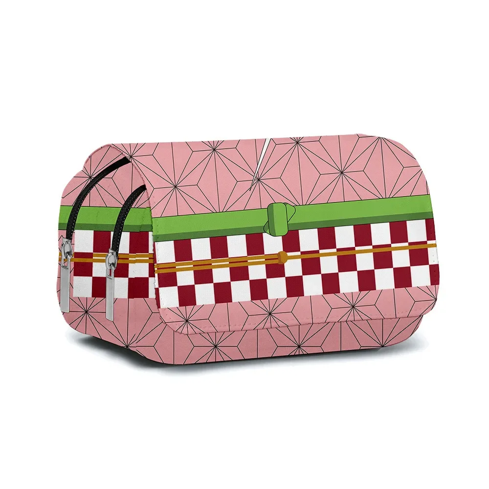 Anime Pen Bag Student Storage Bag Tanjirou Nezuko Zenitsu Giyuu Cartoon Pen Box Boys Girls Pencil Case Stationery