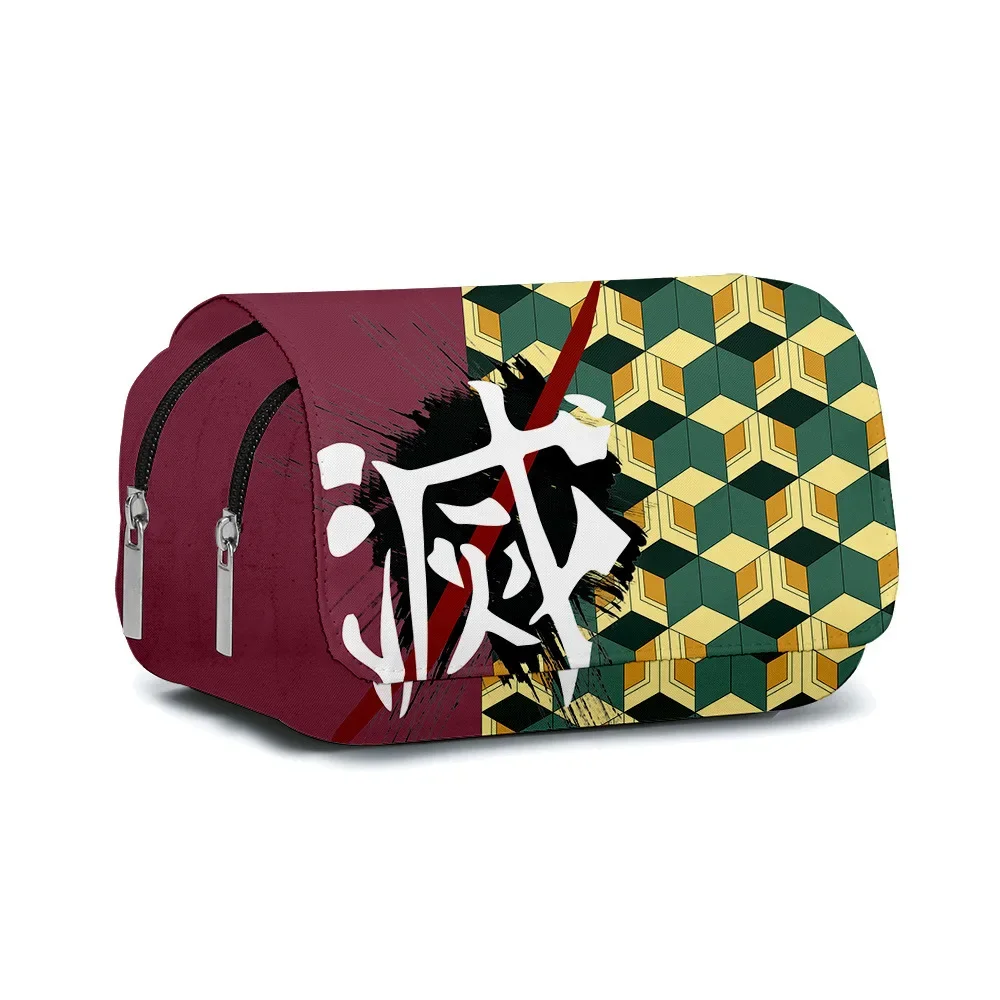Anime Pen Bag Student Storage Bag Tanjirou Nezuko Zenitsu Giyuu Cartoon Pen Box Boys Girls Pencil Case Stationery
