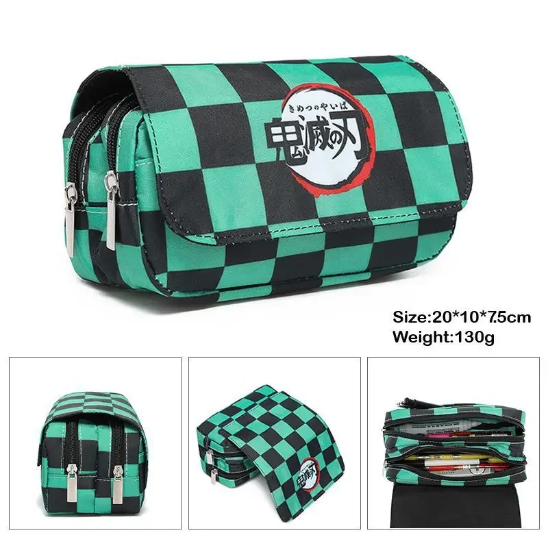 Anime Pen Bag Student Storage Bag Tanjirou Nezuko Zenitsu Giyuu Cartoon Pen Box Boys Girls Pencil Case Stationery