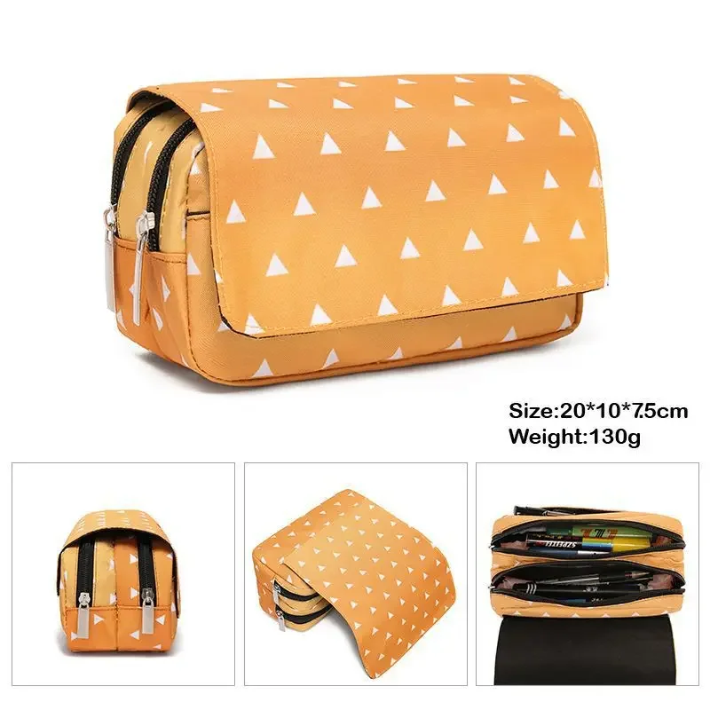 Anime Pen Bag Student Storage Bag Tanjirou Nezuko Zenitsu Giyuu Cartoon Pen Box Boys Girls Pencil Case Stationery