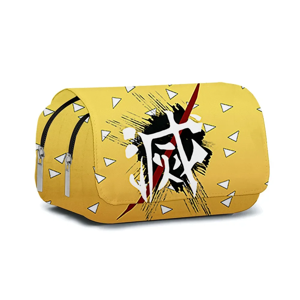 Anime Pen Bag Student Storage Bag Tanjirou Nezuko Zenitsu Giyuu Cartoon Pen Box Boys Girls Pencil Case Stationery