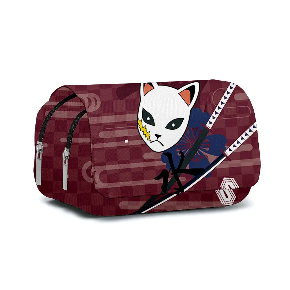 Anime Pen Bag Student Storage Bag Tanjirou Nezuko Zenitsu Giyuu Cartoon Pen Box Boys Girls Pencil Case Stationery