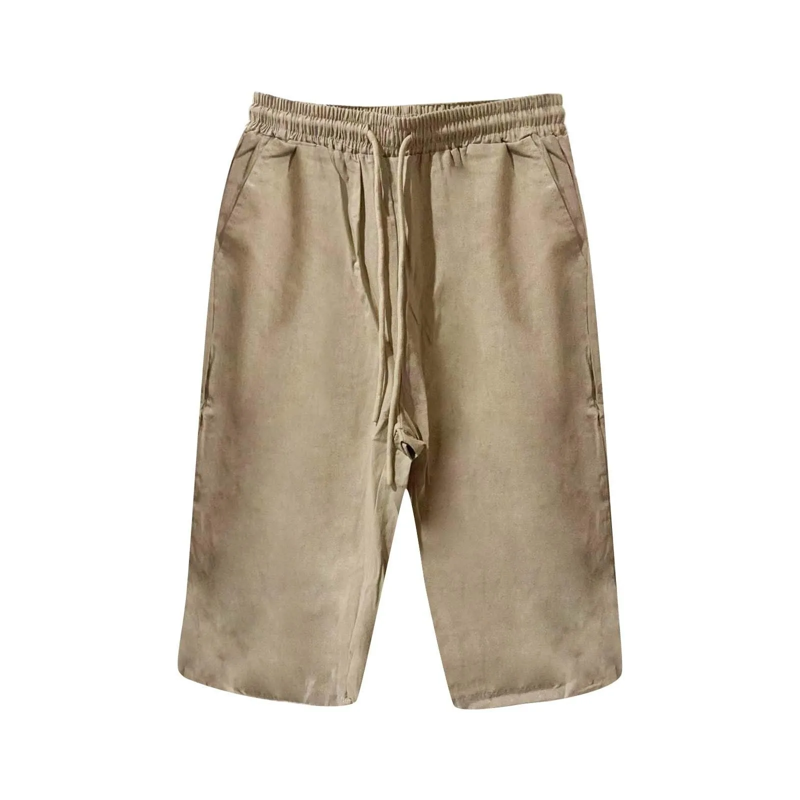Women Contrast Stripes Shorts Knee-Length Pants For Women With Pockets Elastic Waist Drawstring Breathable Loose-Fitting Bottoms