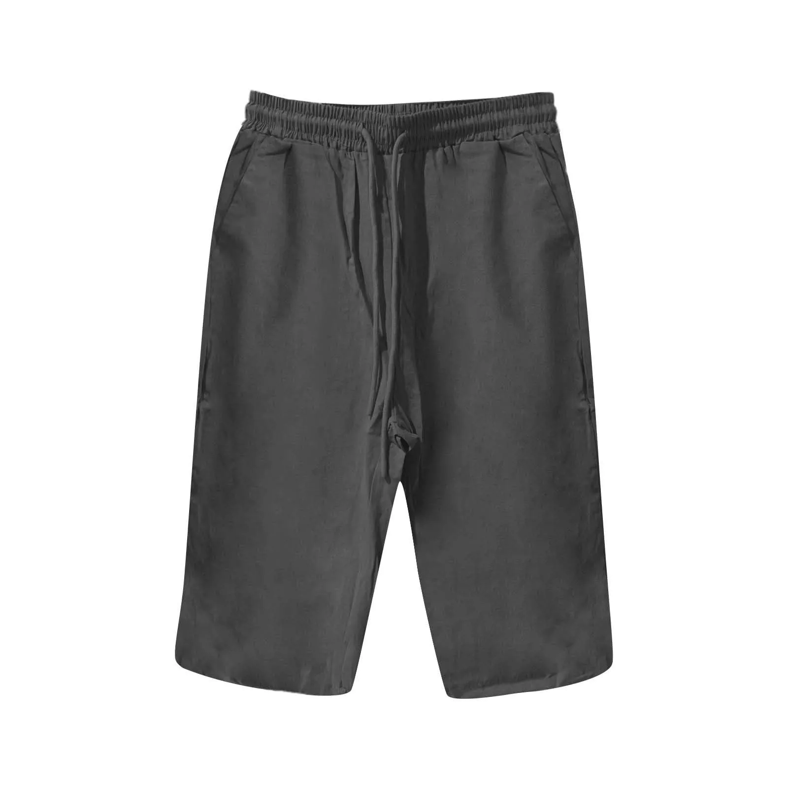 Women Contrast Stripes Shorts Knee-Length Pants For Women With Pockets Elastic Waist Drawstring Breathable Loose-Fitting Bottoms