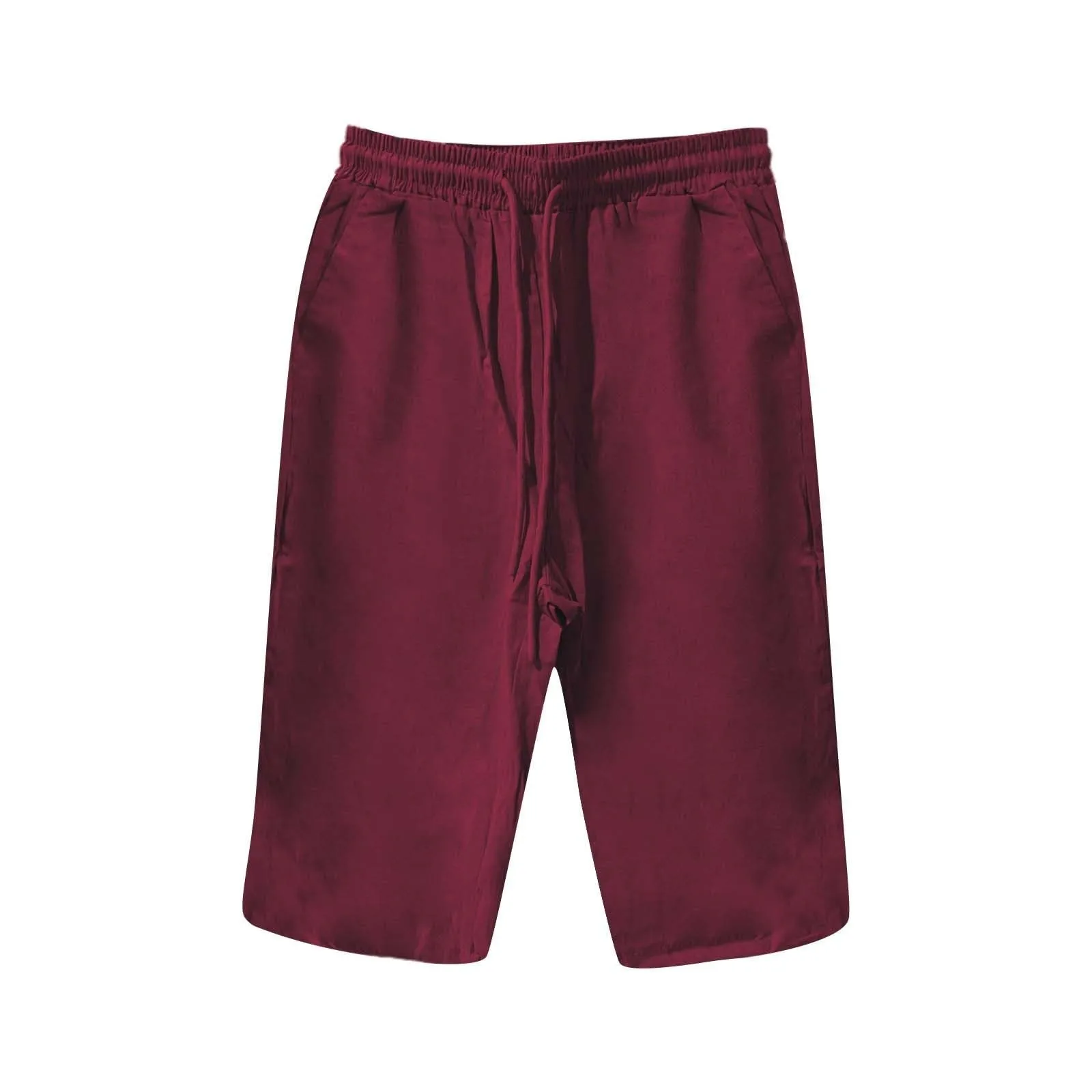 Women Contrast Stripes Shorts Knee-Length Pants For Women With Pockets Elastic Waist Drawstring Breathable Loose-Fitting Bottoms