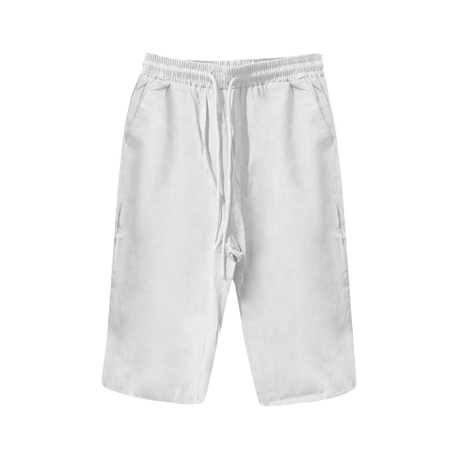 Women Contrast Stripes Shorts Knee-Length Pants For Women With Pockets Elastic Waist Drawstring Breathable Loose-Fitting Bottoms