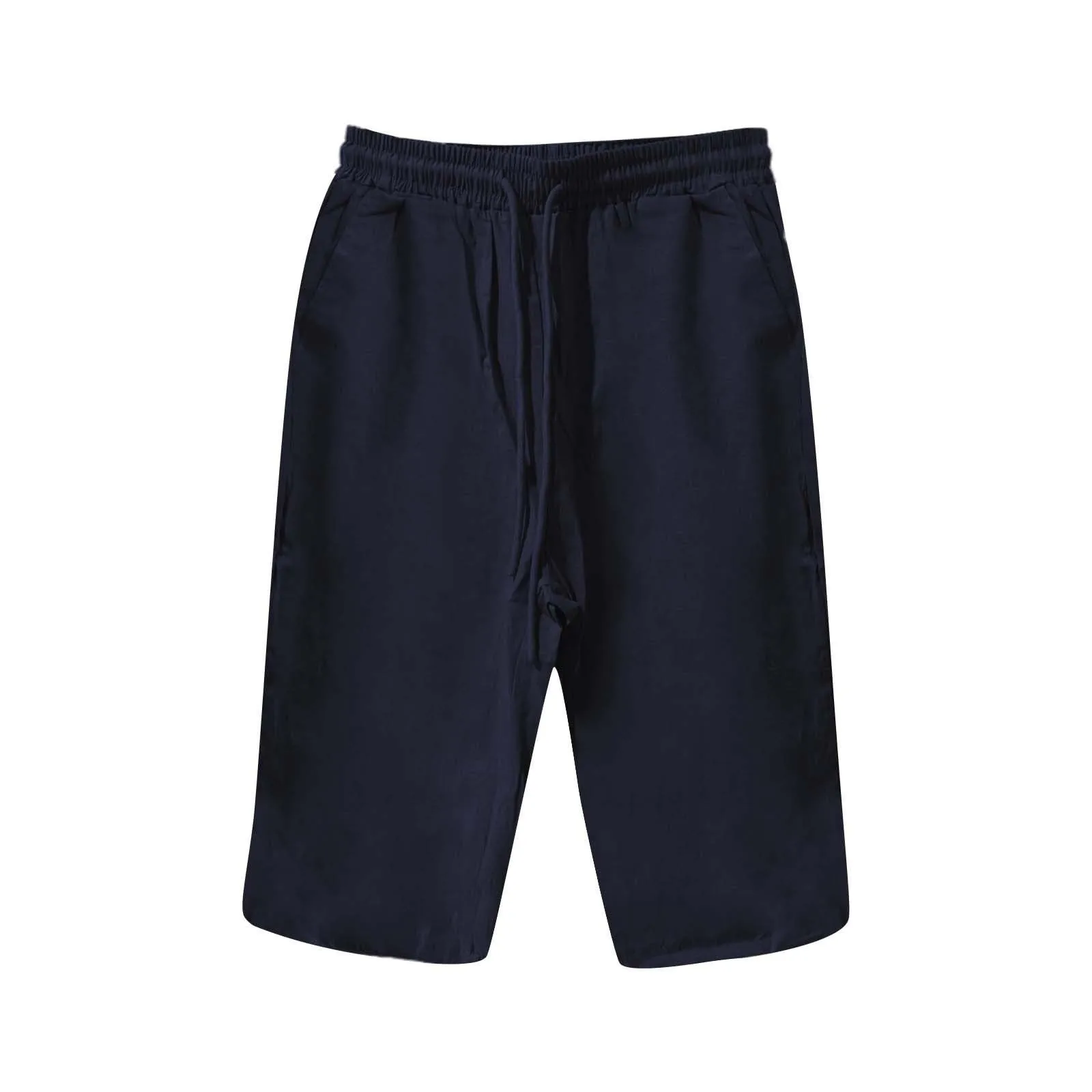 Women Contrast Stripes Shorts Knee-Length Pants For Women With Pockets Elastic Waist Drawstring Breathable Loose-Fitting Bottoms