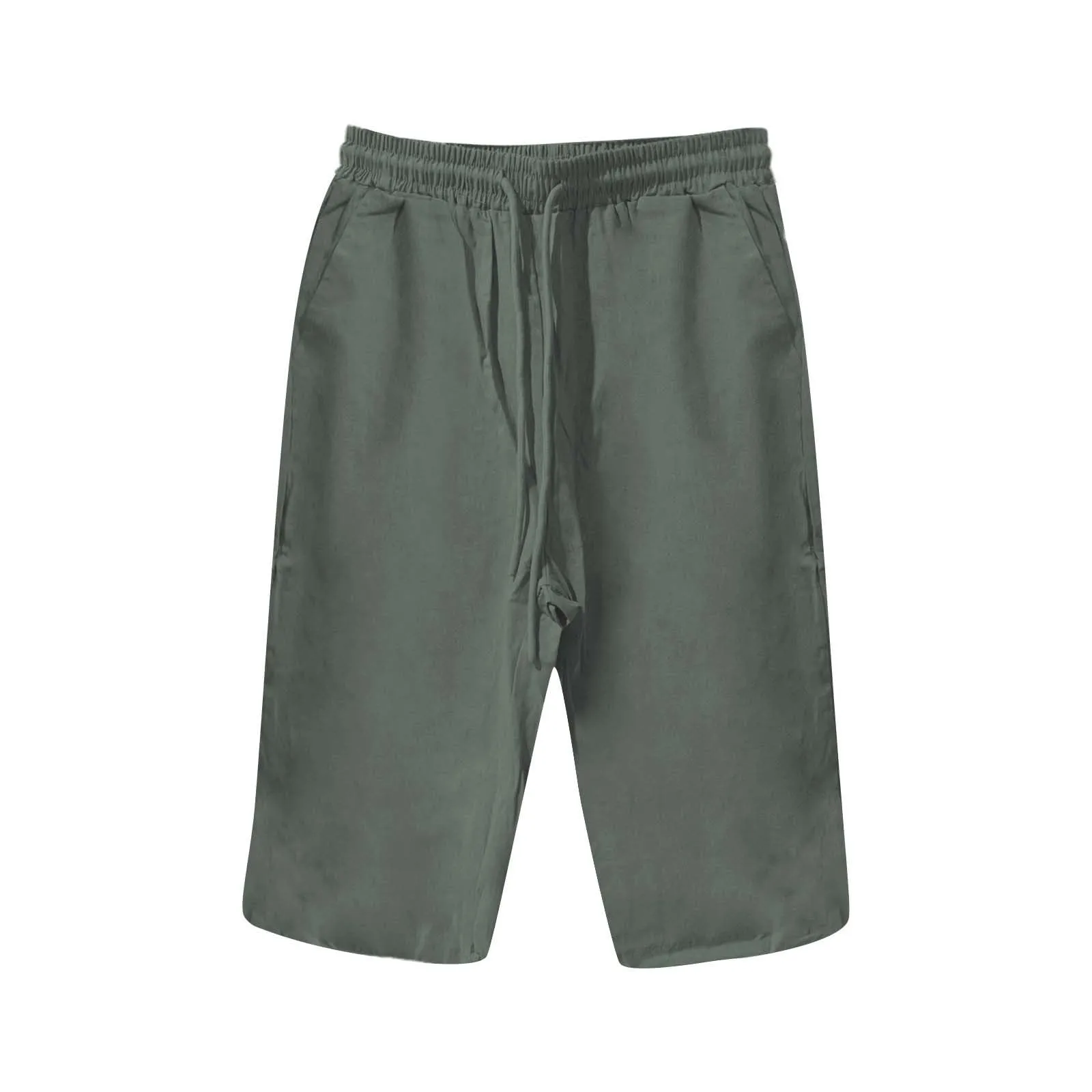 Women Contrast Stripes Shorts Knee-Length Pants For Women With Pockets Elastic Waist Drawstring Breathable Loose-Fitting Bottoms