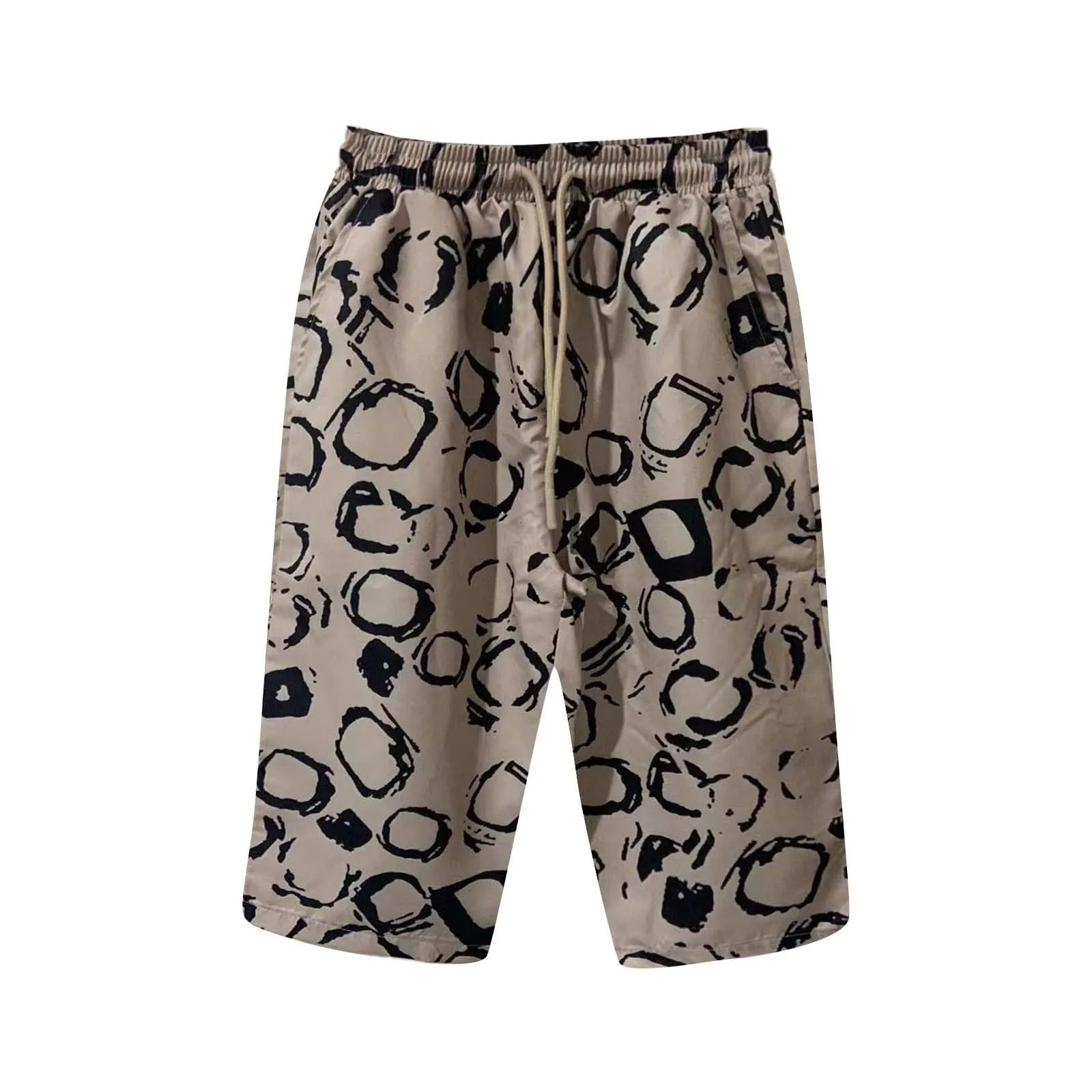 Women Contrast Stripes Shorts Knee-Length Pants For Women With Pockets Elastic Waist Drawstring Breathable Loose-Fitting Bottoms