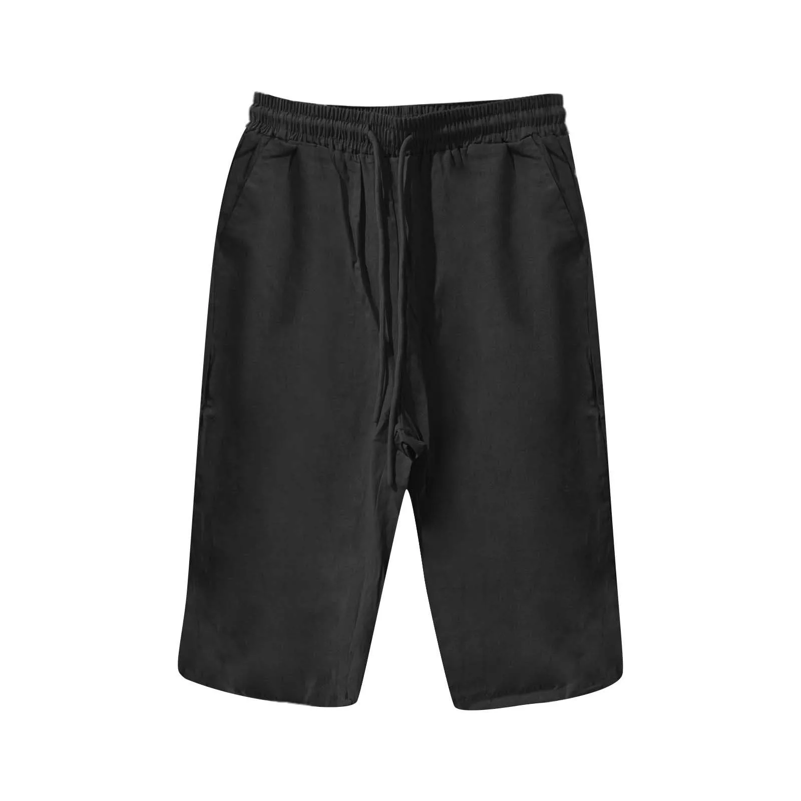 Women Contrast Stripes Shorts Knee-Length Pants For Women With Pockets Elastic Waist Drawstring Breathable Loose-Fitting Bottoms