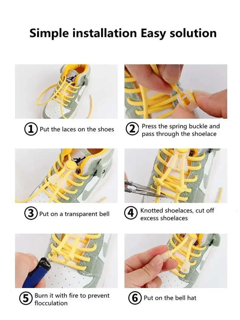 Elastic laces Sneakers Round Lock Shoelaces without ties Kids Adult Quick Shoe laces Rubber Bands lazy Shoeace for Shoes