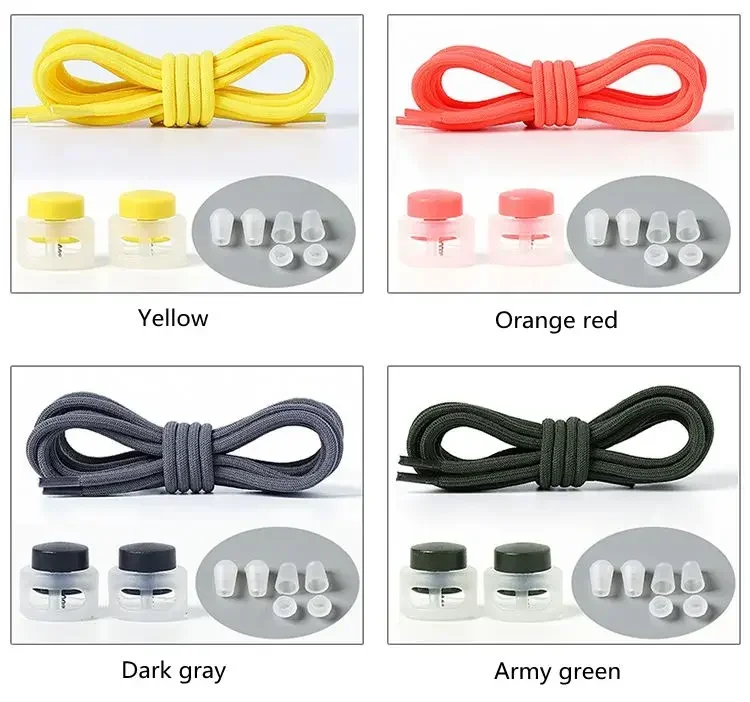 Elastic laces Sneakers Round Lock Shoelaces without ties Kids Adult Quick Shoe laces Rubber Bands lazy Shoeace for Shoes