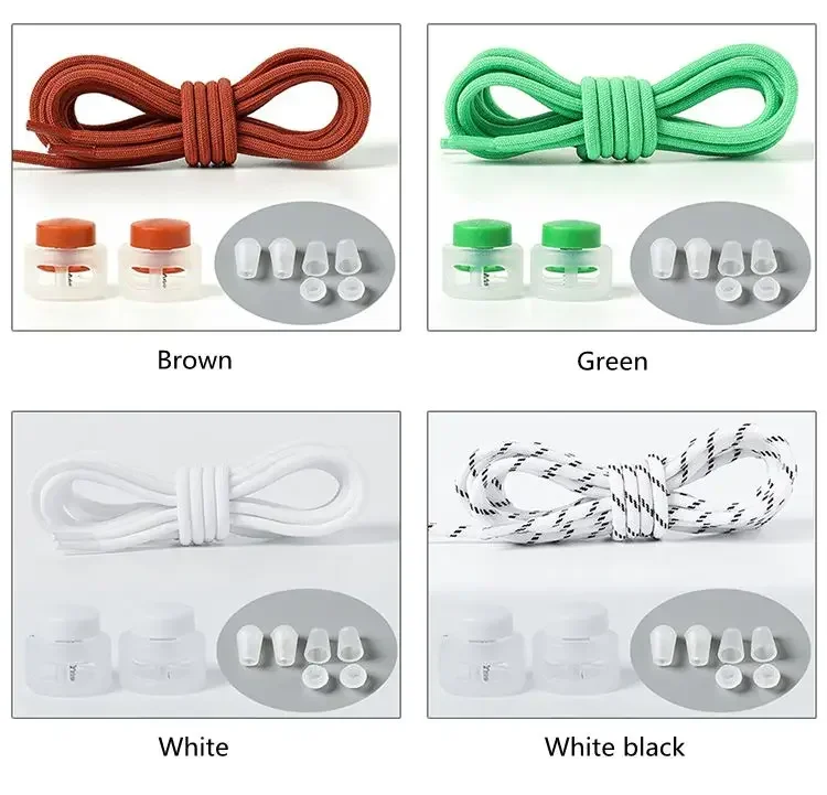 Elastic laces Sneakers Round Lock Shoelaces without ties Kids Adult Quick Shoe laces Rubber Bands lazy Shoeace for Shoes