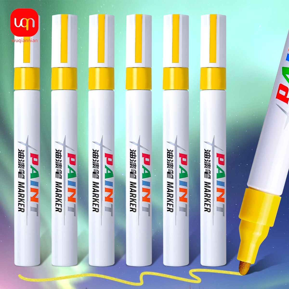 Yellow Permanent Paint Marker Pen 3/6/10Pcs Waterproof Non Fading Graffiti Marker Car Tire Wood Metal Plastic DIY Craft Supplies
