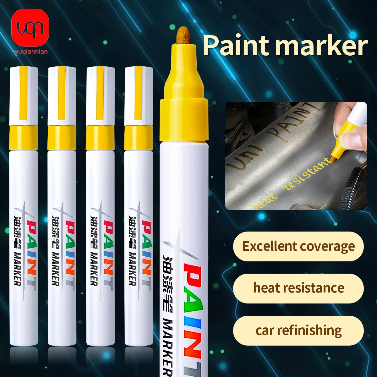 Yellow Permanent Paint Marker Pen 3/6/10Pcs Waterproof Non Fading Graffiti Marker Car Tire Wood Metal Plastic DIY Craft Supplies