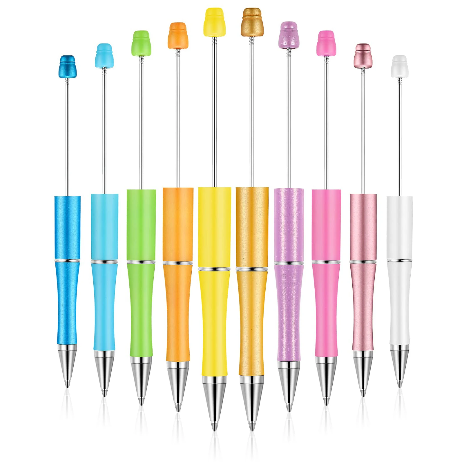40Pcs/Lot Ballpoint Pen Diy Bead Pen Plastic Printed Bead Pen School Office Writing Supplies Stationery Wedding Gift
