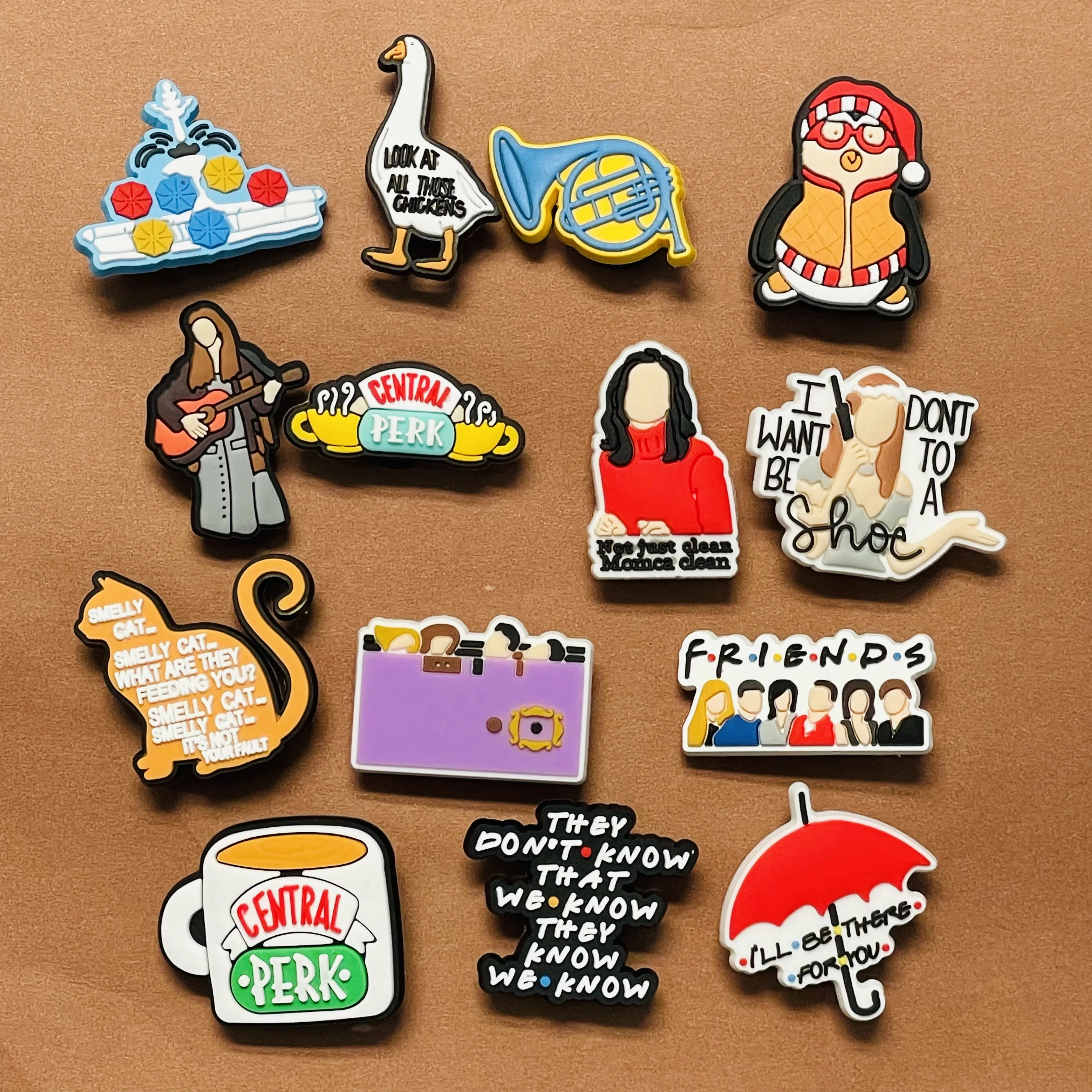 14-25pcs Movie Friends New Design Shoe Charms PVC Accessories DIY Sandals Shoes Buckle Decorations Fit Wristband Party Gift