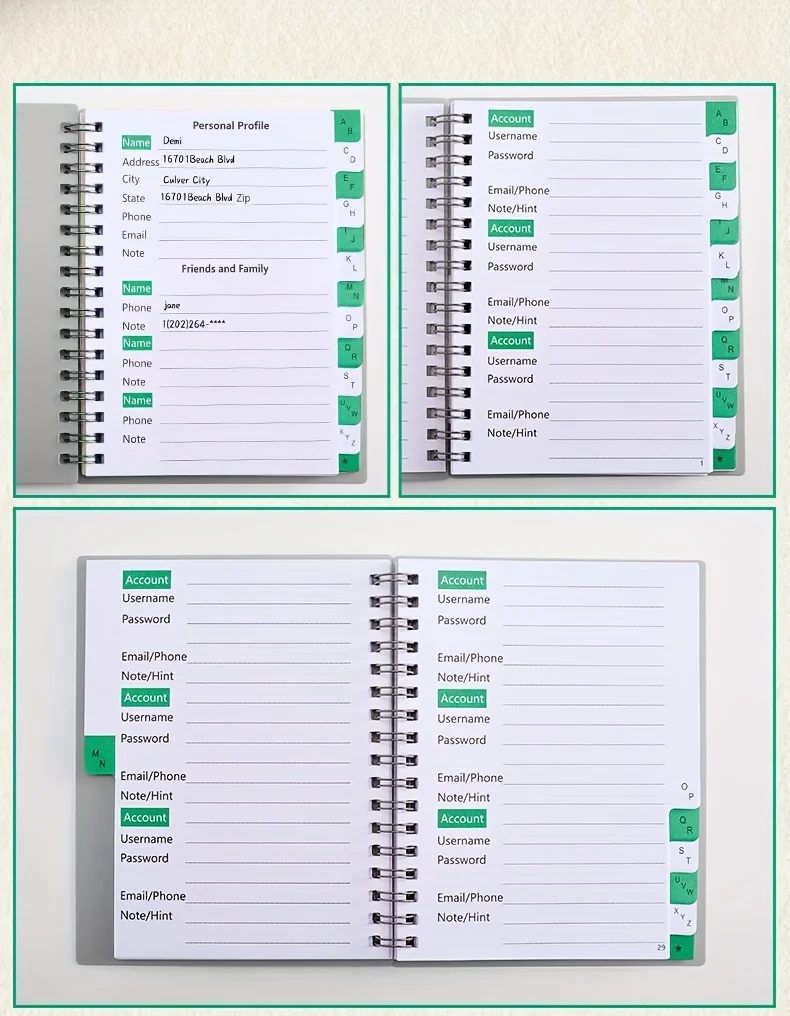 1 Password Storage Book, Letter Password Log and Organizer, Mini Size Personalized Password Log