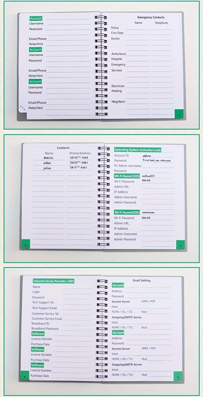 1 Password Storage Book, Letter Password Log and Organizer, Mini Size Personalized Password Log