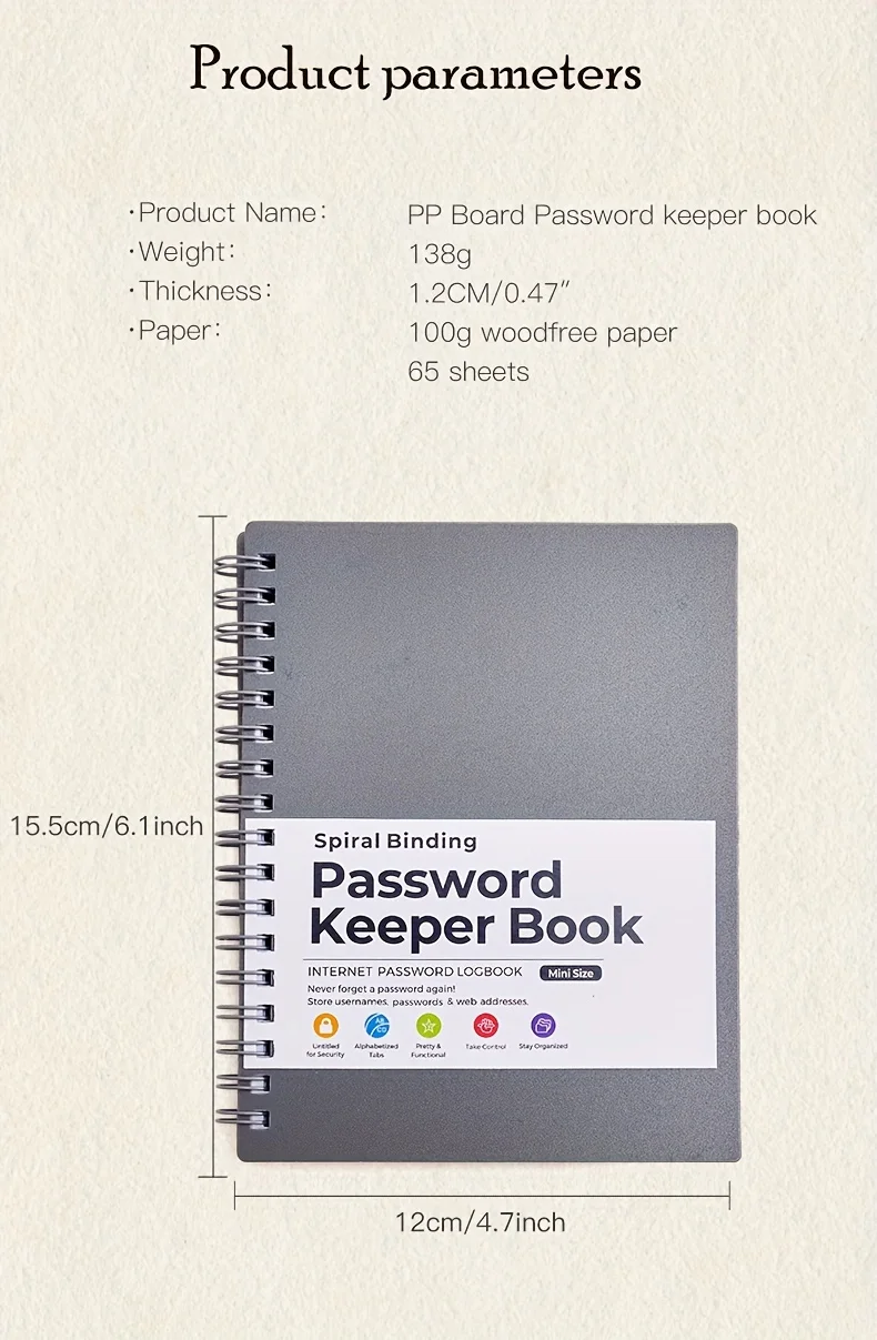 1 Password Storage Book, Letter Password Log and Organizer, Mini Size Personalized Password Log