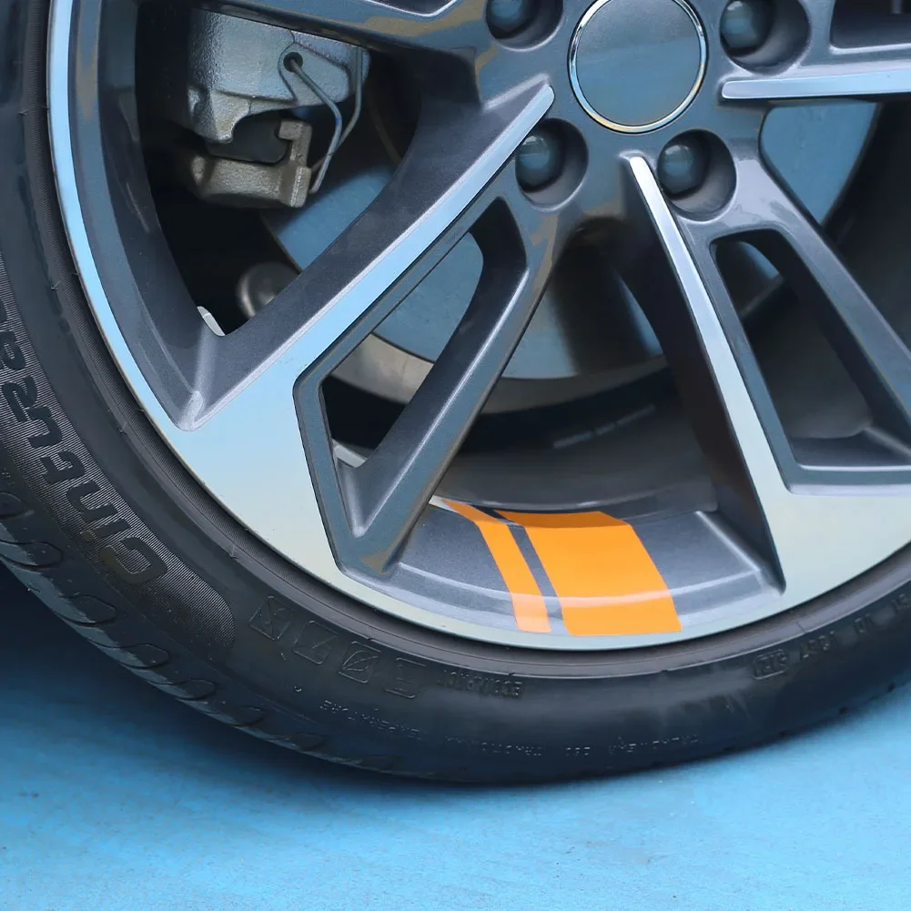 6pcs Car Sticker Reflective Car Wheel Rim Vinyl Warning Stickers Hash Mark Stripe Racing Wheel Hub Decals