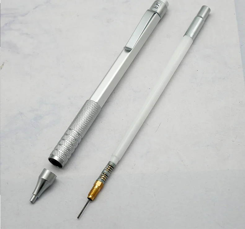 Metal Automatic Pencil Retractable Long Needle Tip Hand Painting Drawing Pocket Pencil 0.3/0.5/0.7/0.9/1.3/2.0mm Sketching Art