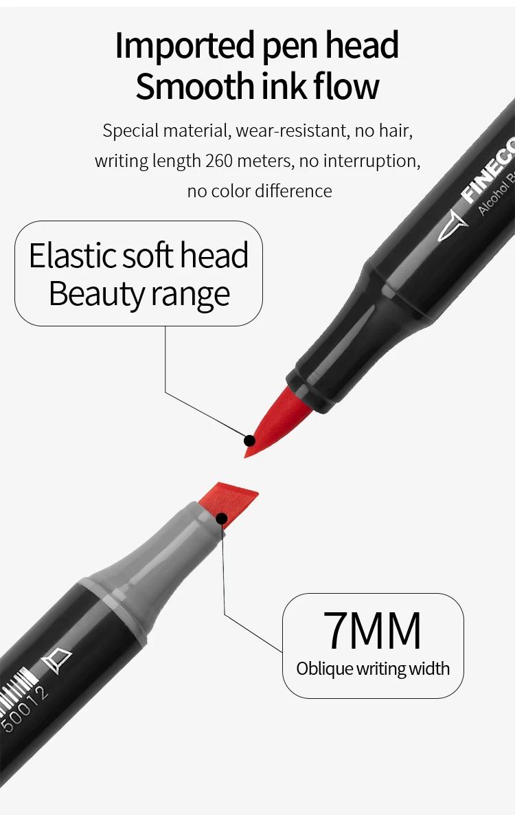 Finecolour EF103 Double-Headed Sketch Markers Pen Alcohol Based Art Markers Oily Soft Artist Manga School Supplies 12Colors