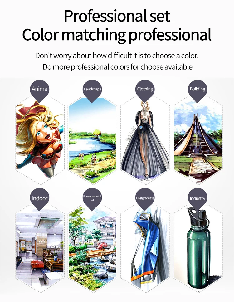 Finecolour EF103 Double-Headed Sketch Markers Pen Alcohol Based Art Markers Oily Soft Artist Manga School Supplies 12Colors