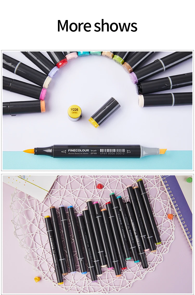 Finecolour EF103 Double-Headed Sketch Markers Pen Alcohol Based Art Markers Oily Soft Artist Manga School Supplies 12Colors