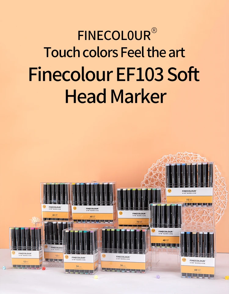 Finecolour EF103 Double-Headed Sketch Markers Pen Alcohol Based Art Markers Oily Soft Artist Manga School Supplies 12Colors