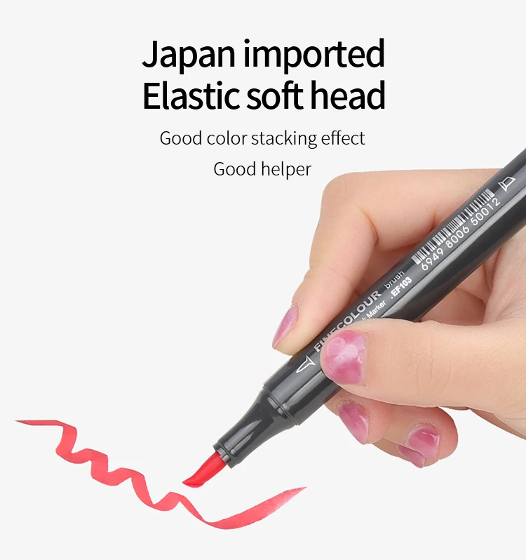 Finecolour EF103 Double-Headed Sketch Markers Pen Alcohol Based Art Markers Oily Soft Artist Manga School Supplies 12Colors