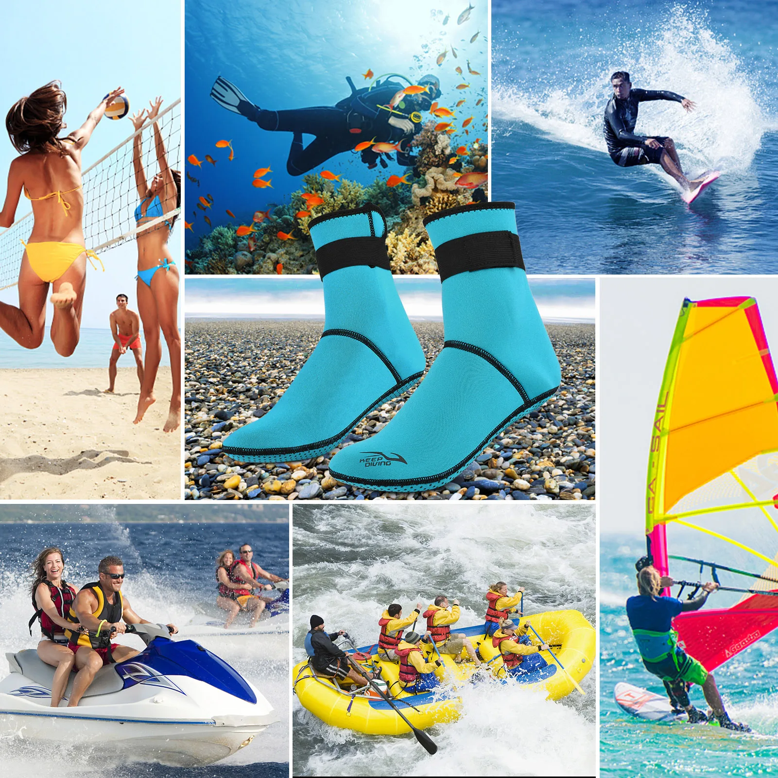Diving Socks 3mm Neoprene Beach Water Socks Thermal Wetsuit Boots Anti Slip Diving Socks for Rafting Snorkeling Sailing Swimming