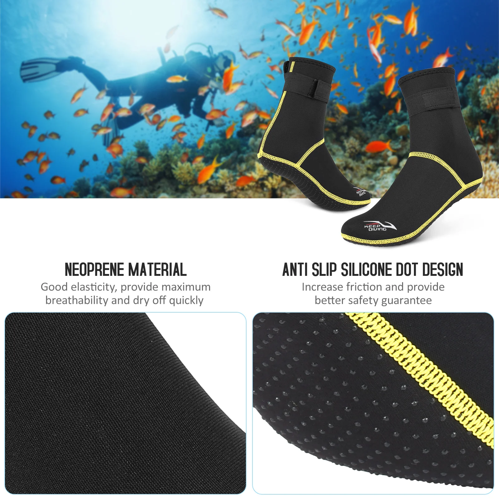 Diving Socks 3mm Neoprene Beach Water Socks Thermal Wetsuit Boots Anti Slip Diving Socks for Rafting Snorkeling Sailing Swimming