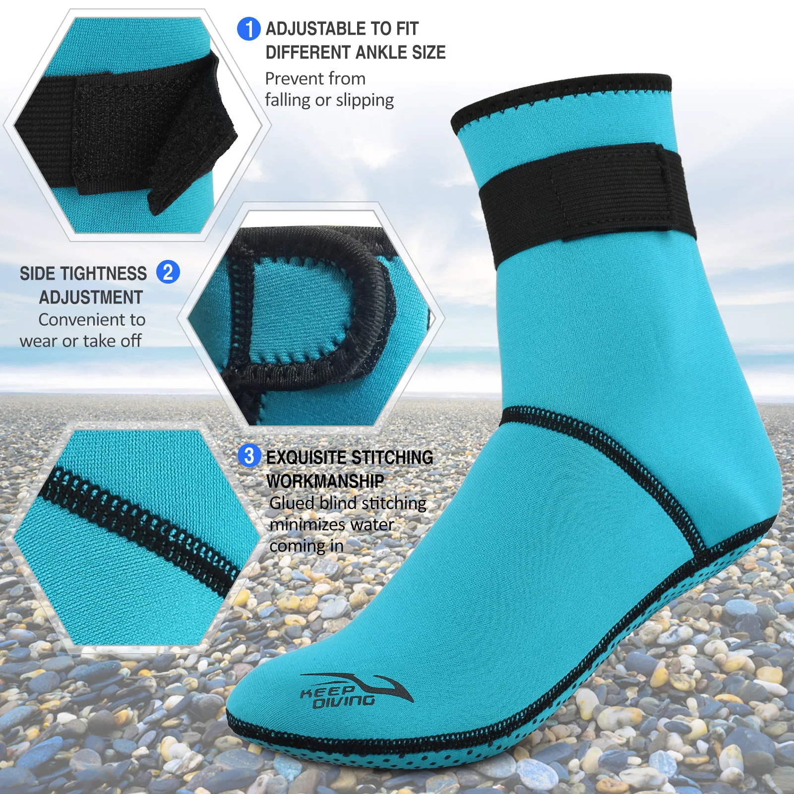 Diving Socks 3mm Neoprene Beach Water Socks Thermal Wetsuit Boots Anti Slip Diving Socks for Rafting Snorkeling Sailing Swimming