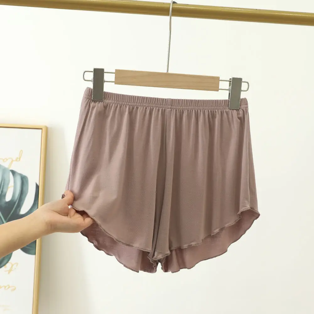 Women Modal Sleep Bottoms Comfortable Female Solid Color Pajama Shorts With Ruffles Hem Summer Thin Casual Loose Home Clothes