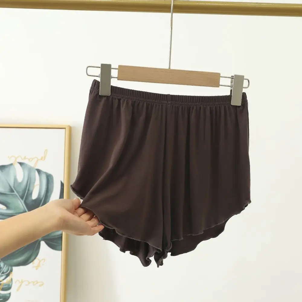 Women Modal Sleep Bottoms Comfortable Female Solid Color Pajama Shorts With Ruffles Hem Summer Thin Casual Loose Home Clothes