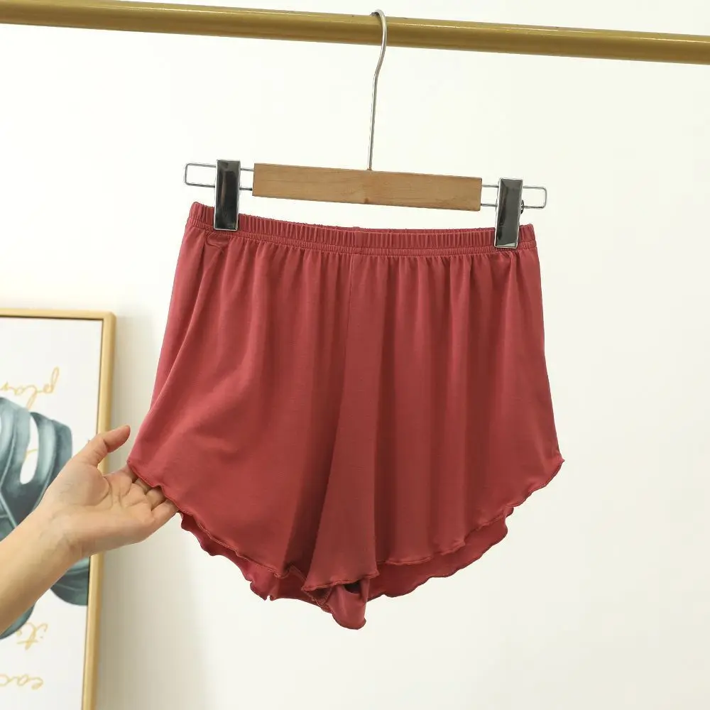 Women Modal Sleep Bottoms Comfortable Female Solid Color Pajama Shorts With Ruffles Hem Summer Thin Casual Loose Home Clothes
