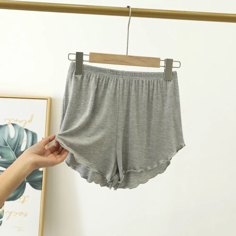 Women Modal Sleep Bottoms Comfortable Female Solid Color Pajama Shorts With Ruffles Hem Summer Thin Casual Loose Home Clothes