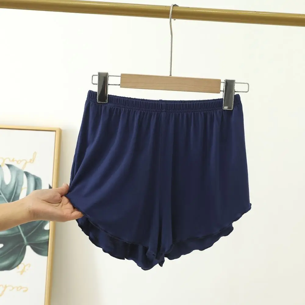 Women Modal Sleep Bottoms Comfortable Female Solid Color Pajama Shorts With Ruffles Hem Summer Thin Casual Loose Home Clothes