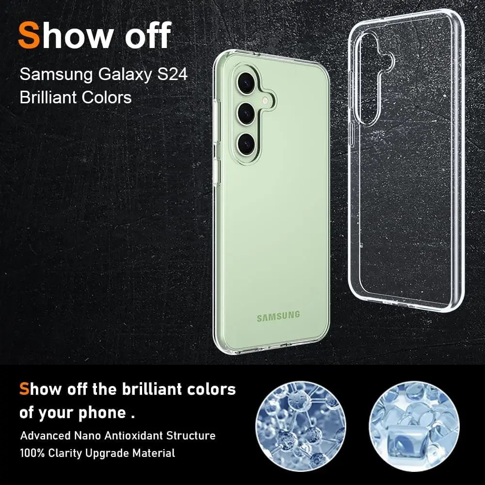 Jingjia Clear Protective Case For Samsung Galaxy S24 Ultra S23 FE S22 Plus Soft Silicone Shell A05 A15 A25 A35 A55 Back Cover