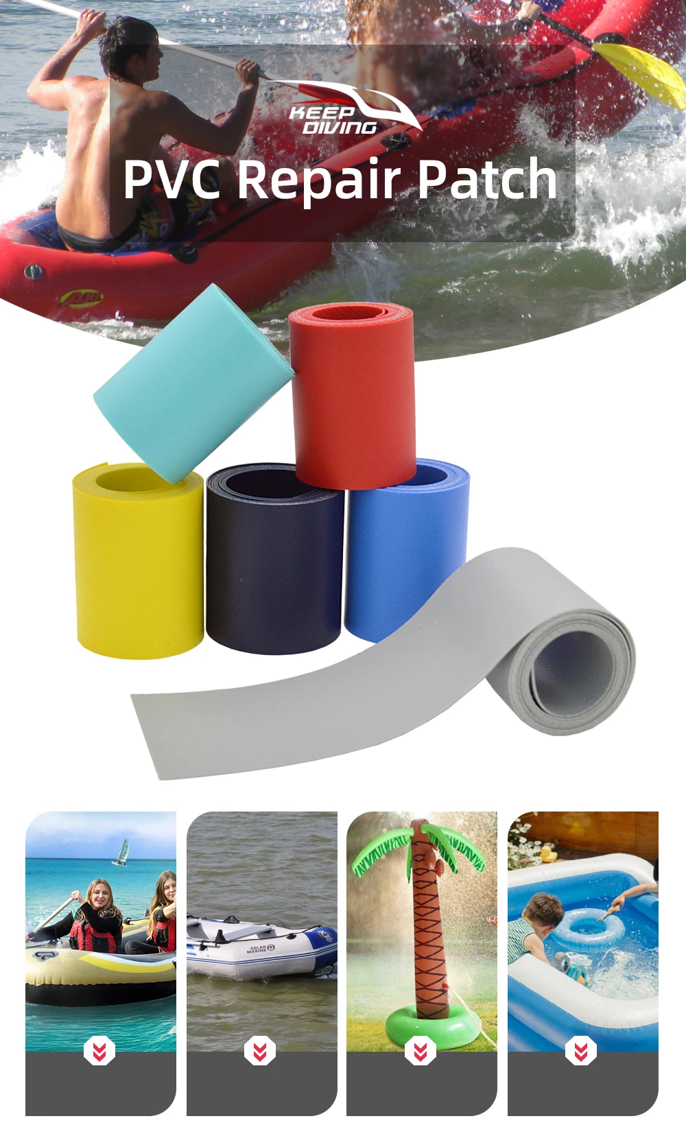 1 Roll Inflatable Boats PVC Repair Patch Kayak Special Damaged Leaking Hole Waterproof Patch Tool