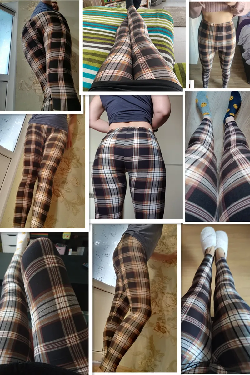 QR33 Women's Summer Capris Elastic Waist Leggings Abstract Plaid Printed Leggings Fitness Breathable Sports Pants